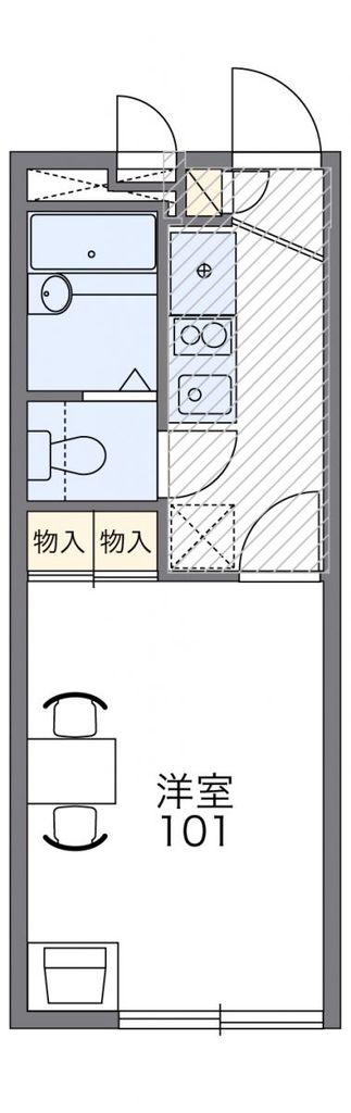 レオパレスタナべ(1K/3階)の間取り写真
