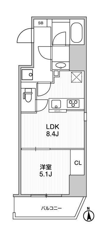 ルミーク文京湯島(1LDK/7階)の間取り写真