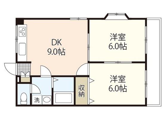 グレーストミ21(2DK/2階)の間取り写真