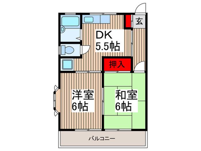 ホワイトレジデンス(2DK/2階)の間取り写真