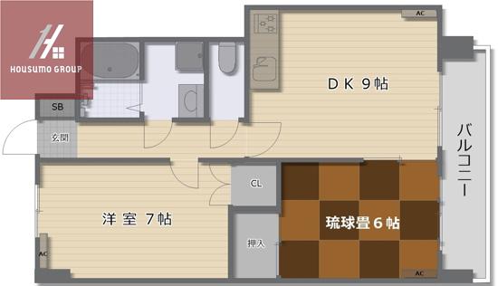 ヴィーブル林寺(2DK/6階)の間取り写真