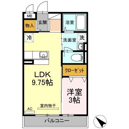 アドラーブル(1LDK/3階)の間取り写真