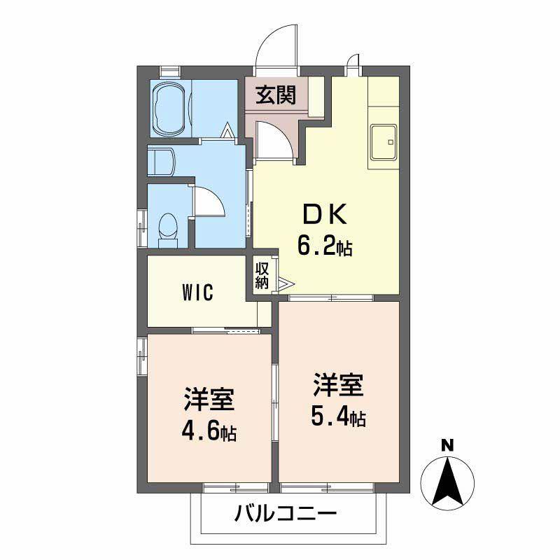 姫山フィルハーモニーシンフォニーNO10(2DK/2階)の間取り写真