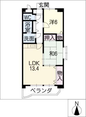 ハイツPASTORA(2LDK/4階)の間取り写真