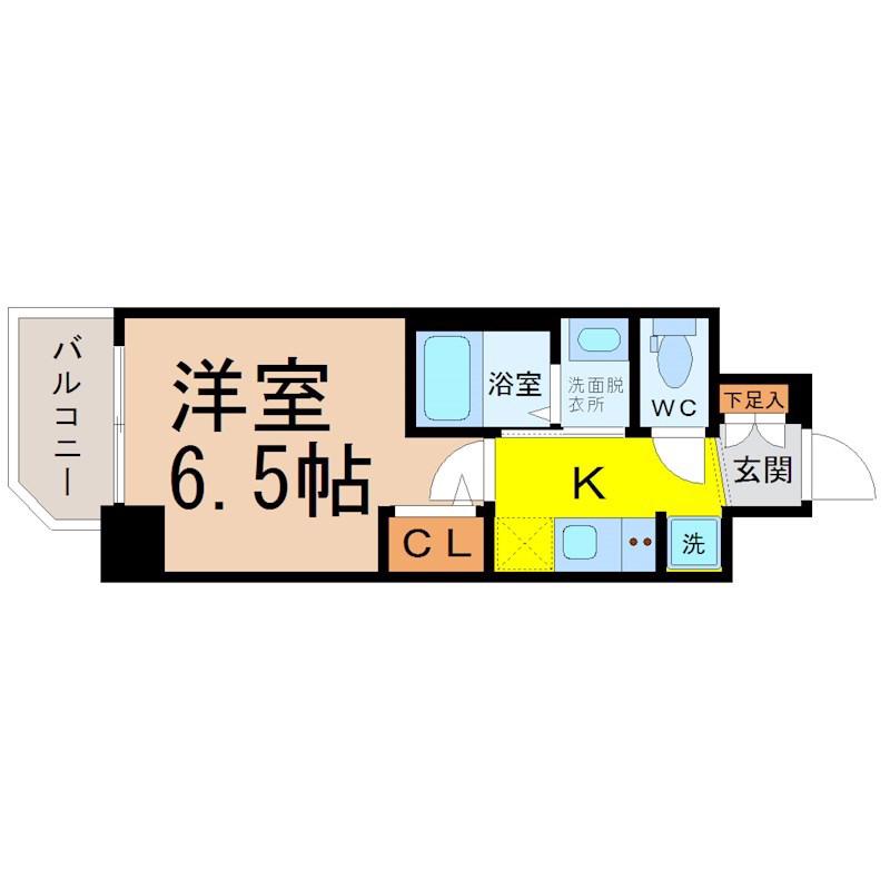 エステムコート名古屋新栄IIIグローリィ(1K/7階)の間取り写真