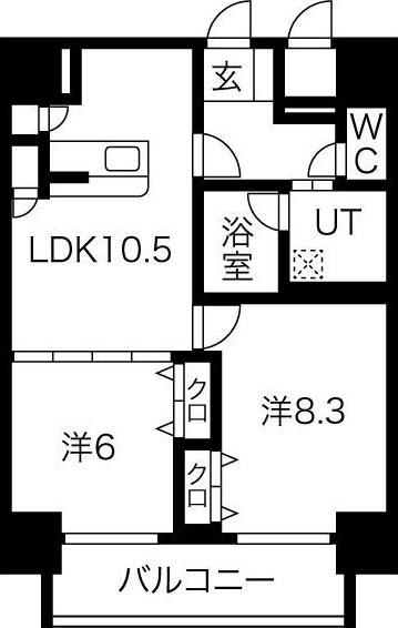 さくらHILLS ARAKO(2LDK/12階)の間取り写真