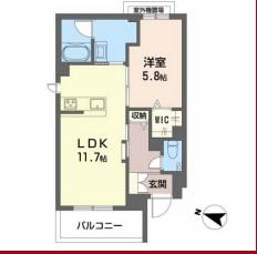 シャーメゾンガーデンズ須磨海岸(1LDK/3階)の間取り写真