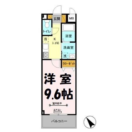 VILLA MISTRAL(1K/3階)の間取り写真