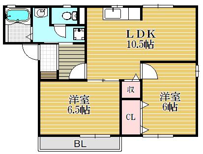 パークアベニュー(2LDK/1階)の間取り写真