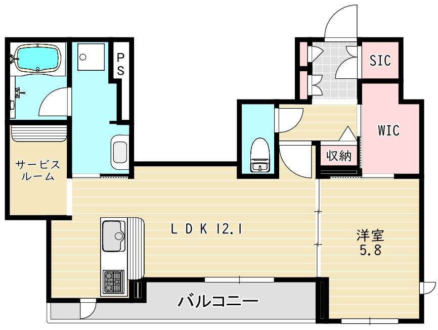 ルネッサ・コート北浦和(1LDK/1階)の間取り写真