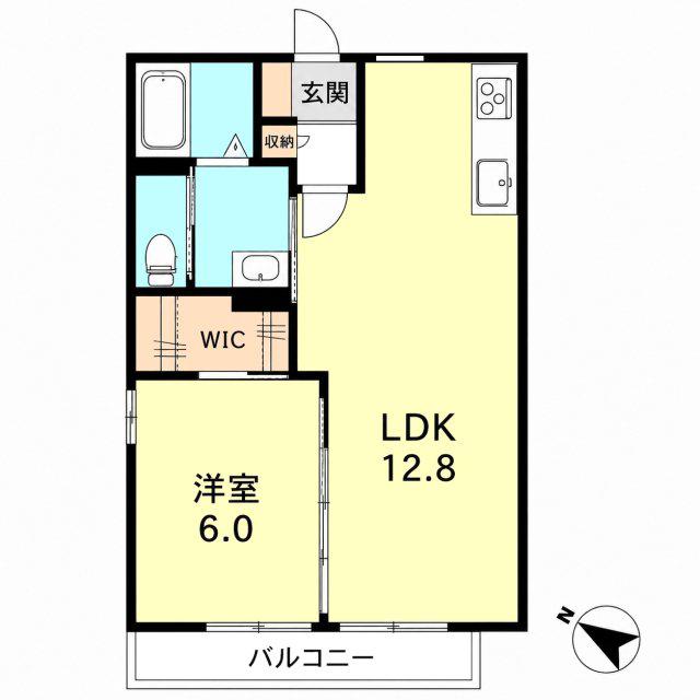 セジュール中田I(1DK/2階)の間取り写真