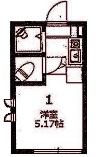 ウイルII(ワンルーム/1階)の間取り写真