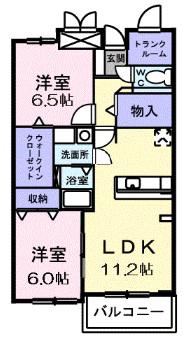 ヒルサイドスクエアI(2LDK/1階)の間取り写真