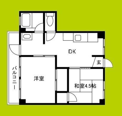ユートーマンション(2DK/2階)の間取り写真