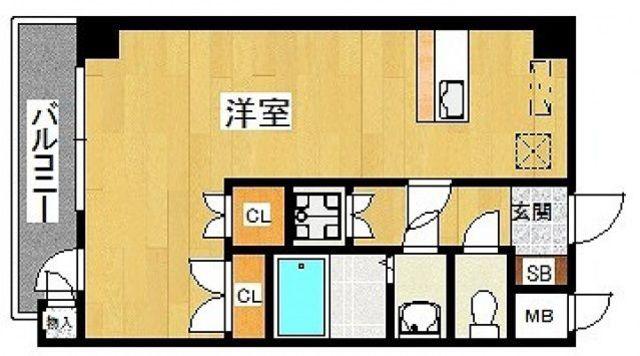 ビュートリアム平尾(ワンルーム/10階)の間取り写真