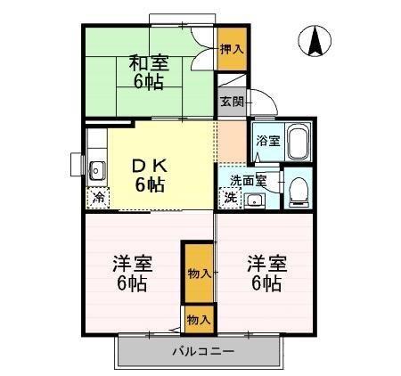 セジュール沢村 A棟(3DK/2階)の間取り写真