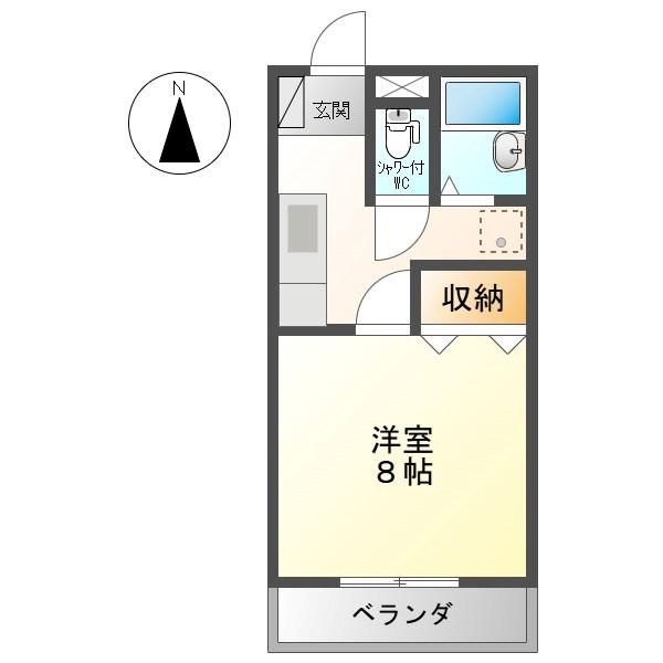 ハイツなかざわA棟(1K/2階)の間取り写真