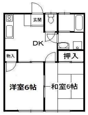 ウインズ芝(2DK/2階)の間取り写真