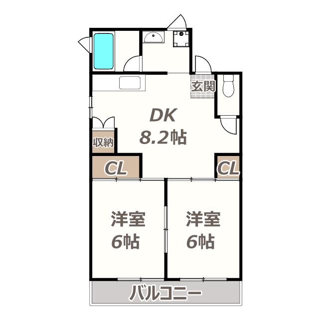 エルディ東住吉(2DK/5階)の間取り写真