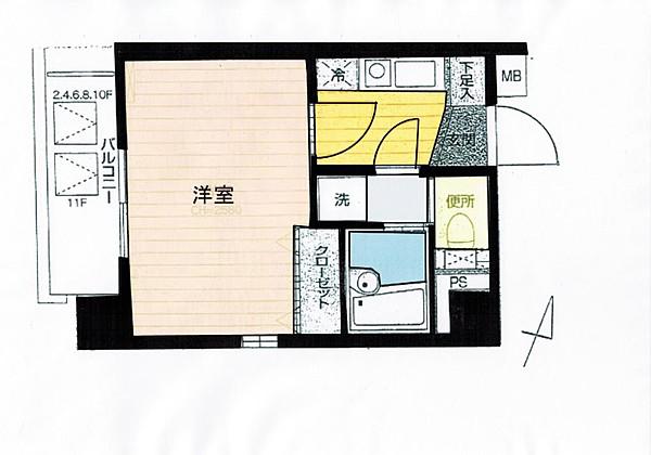 ロアール日本橋三越前(1K/8階)の間取り写真