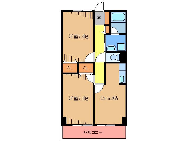 アブニール新宮II(2DK/5階)の間取り写真