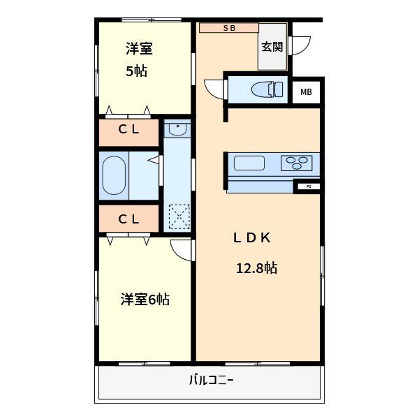 タップビル(2LDK/2階)の間取り写真