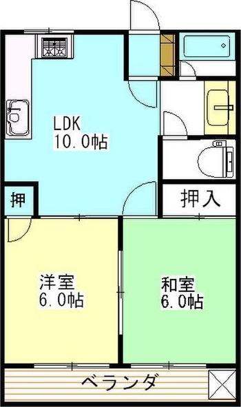 ファミールS&S(2LDK/1階)の間取り写真