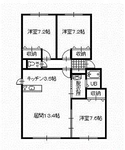ラ・ポーレII(3LDK/1階)の間取り写真