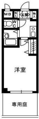 ローテローゼ本山(1K/1階)の間取り写真