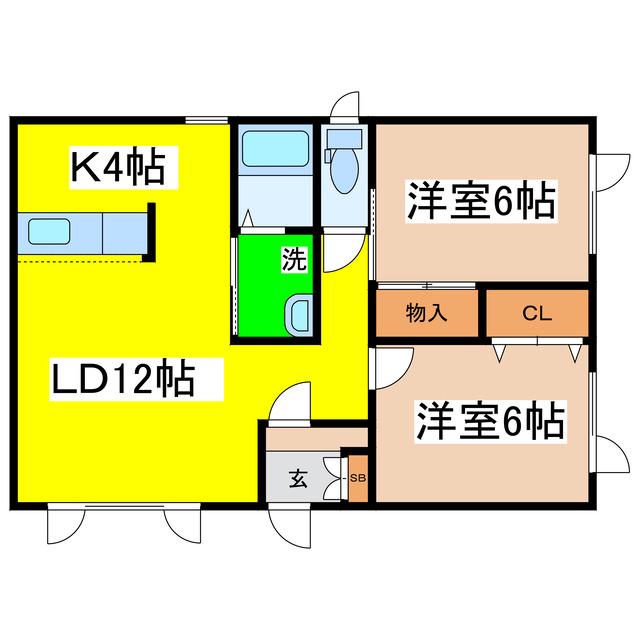ドミール悠(2LDK/2階)の間取り写真