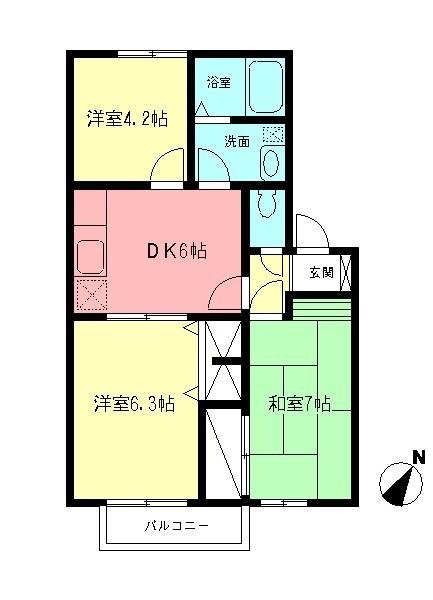 ガーデンテラス壱番館(3DK/2階)の間取り写真