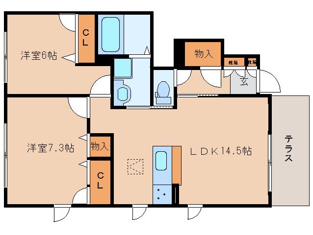 シャーメゾンノースゲート(2LDK/1階)の間取り写真