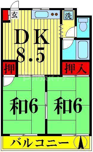 第七浅井マンション(2DK/2階)の間取り写真