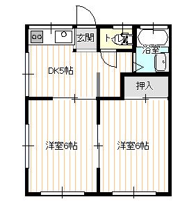 コーポ大崎 第二(2DK/1階)の間取り写真