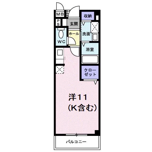 アヴェニール(ワンルーム/2階)の間取り写真