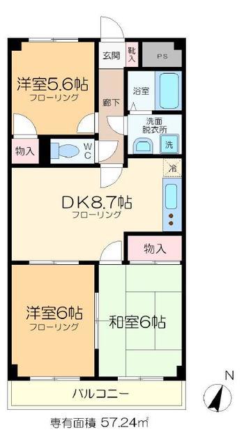 シティパル瑞江(3DK/3階)の間取り写真
