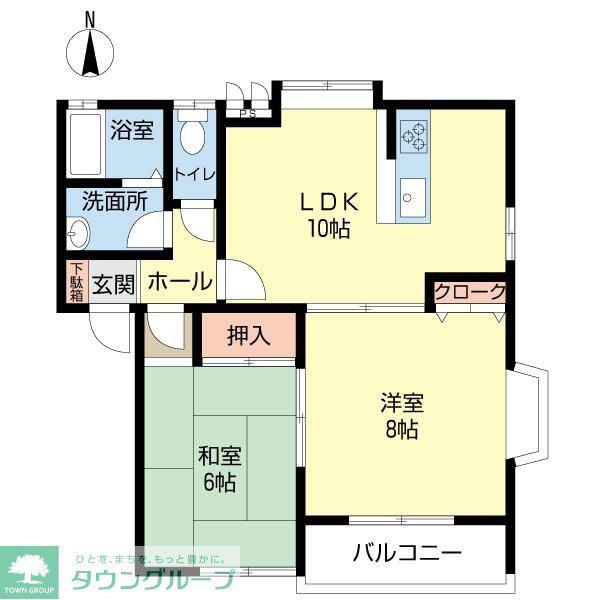 カーサ中山B(2LDK/1階)の間取り写真