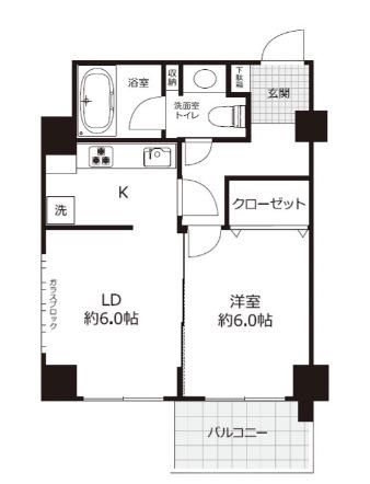 明石町メインクロス(1LDK/5階)の間取り写真