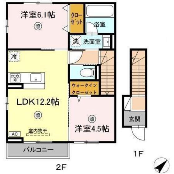 エルセージュ A棟(2LDK/2階)の間取り写真
