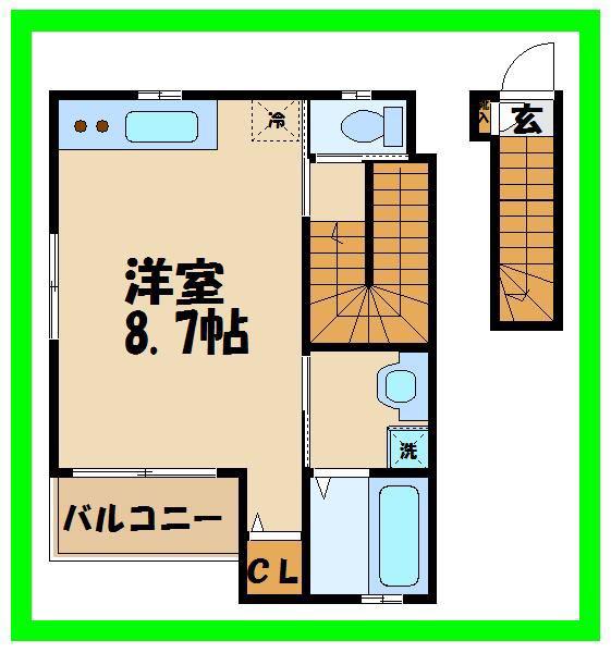 アムール シャイニー(ワンルーム/2階)の間取り写真