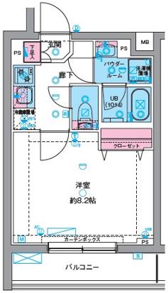 ジェノヴィア 久地(1K/3階)の間取り写真