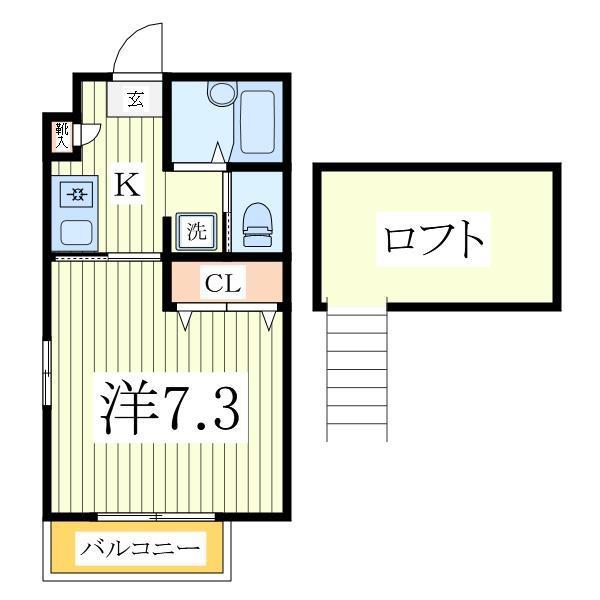 コンフォートビレッジ南流山(1K/2階)の間取り写真