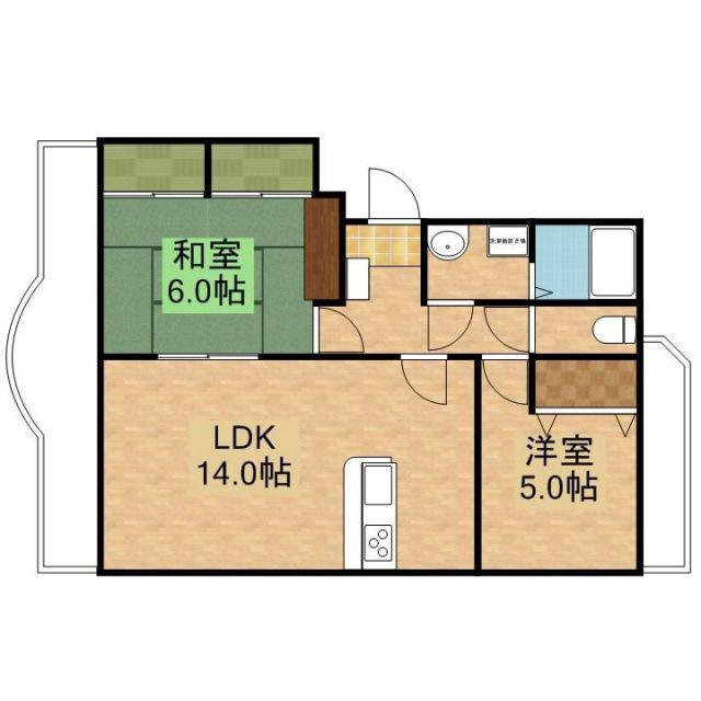 イーストコート尾上(2LDK/3階)の間取り写真