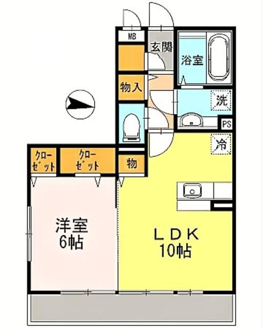 カサデルソル(1LDK/1階)の間取り写真