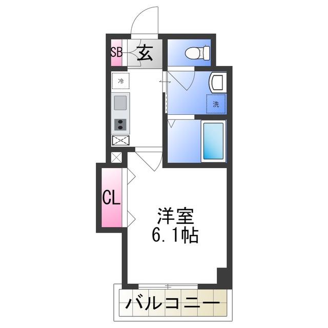 みおつくし岸里II(1K/4階)の間取り写真