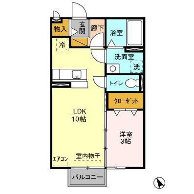 ダイヤファーストS AVE(1LDK/2階)の間取り写真