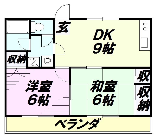 稲荷コーポ(2DK/1階)の間取り写真