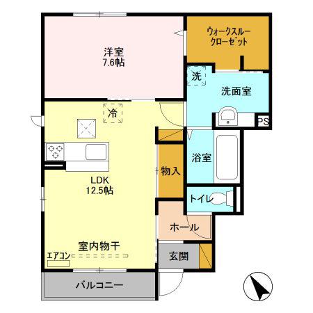 シャインコート(1LDK/1階)の間取り写真