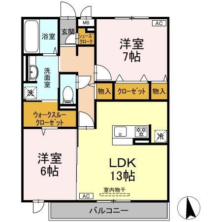 トルビヨン(2LDK/3階)の間取り写真