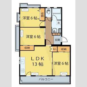 リビエラ広瀬(3LDK/1階)の間取り写真